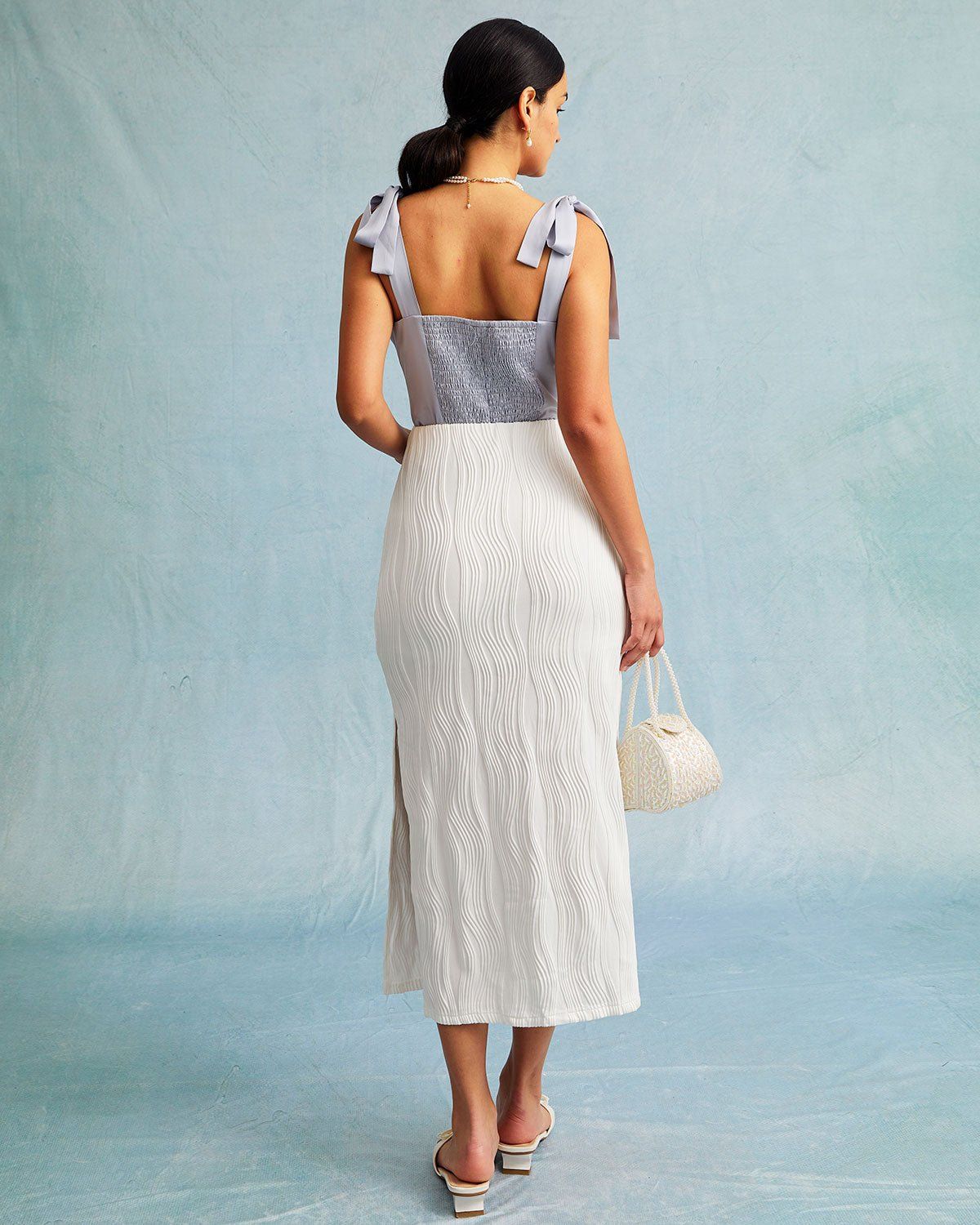 The Light Blue Tie Shoulder Cami Top sold by rihoas product image thumbnail 5