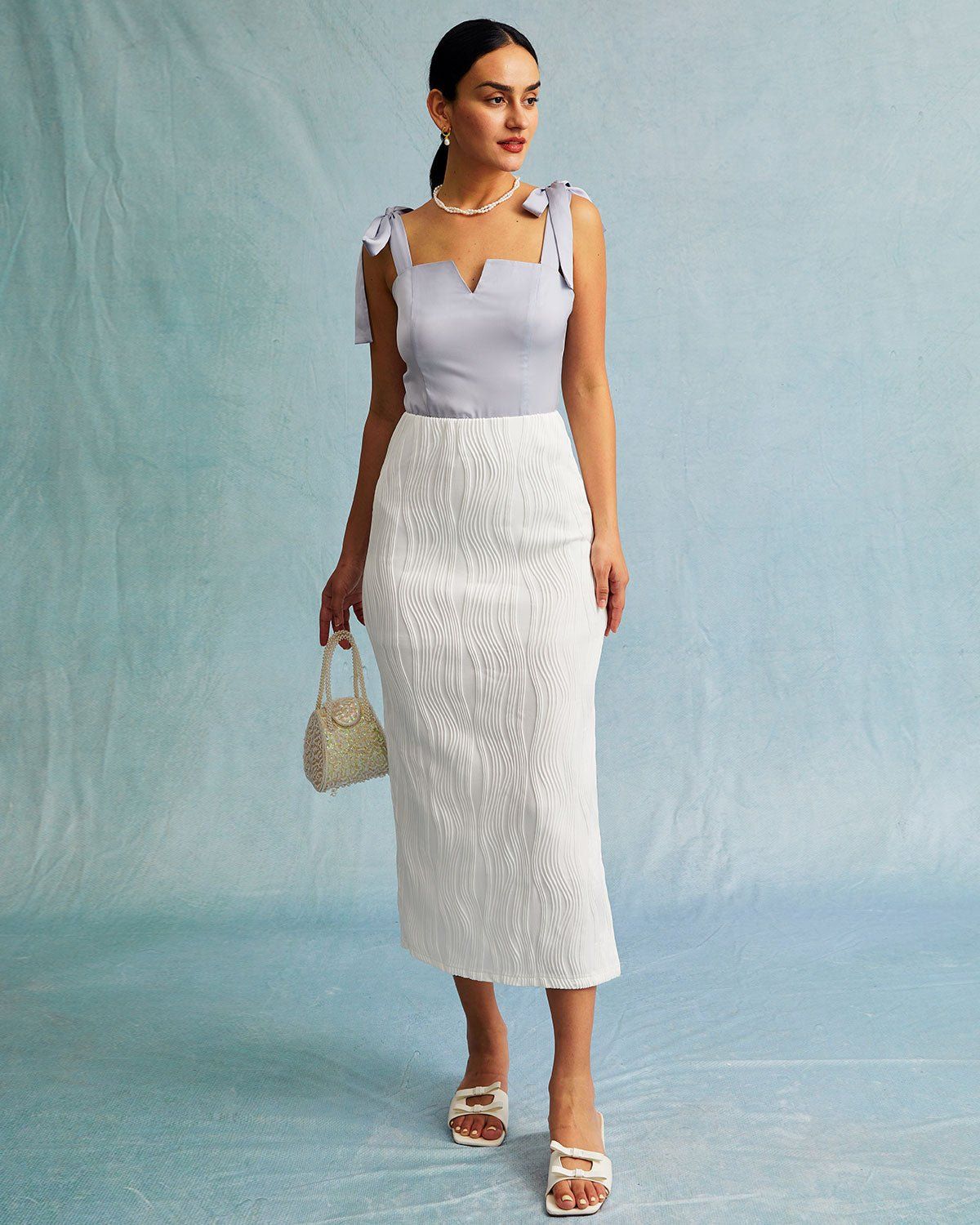 The Light Blue Tie Shoulder Cami Top sold by rihoas product image thumbnail 3
