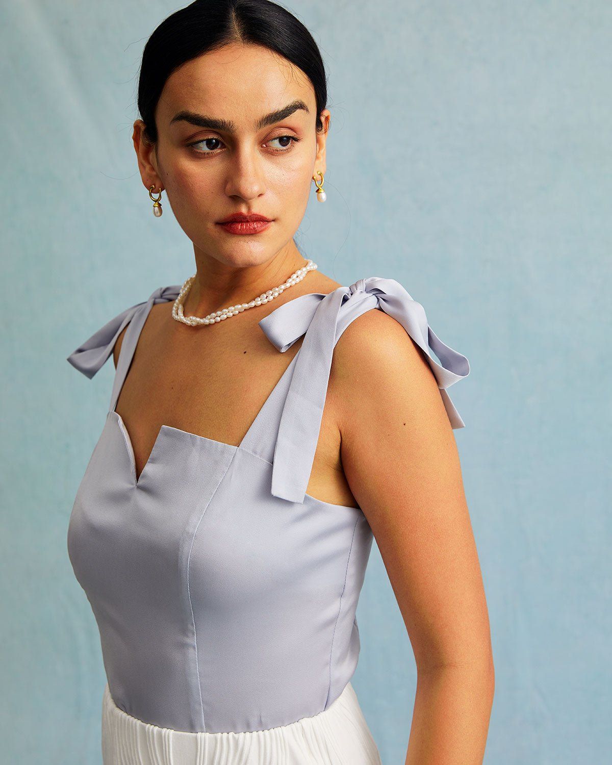 The Light Blue Tie Shoulder Cami Top sold by rihoas product image thumbnail 2