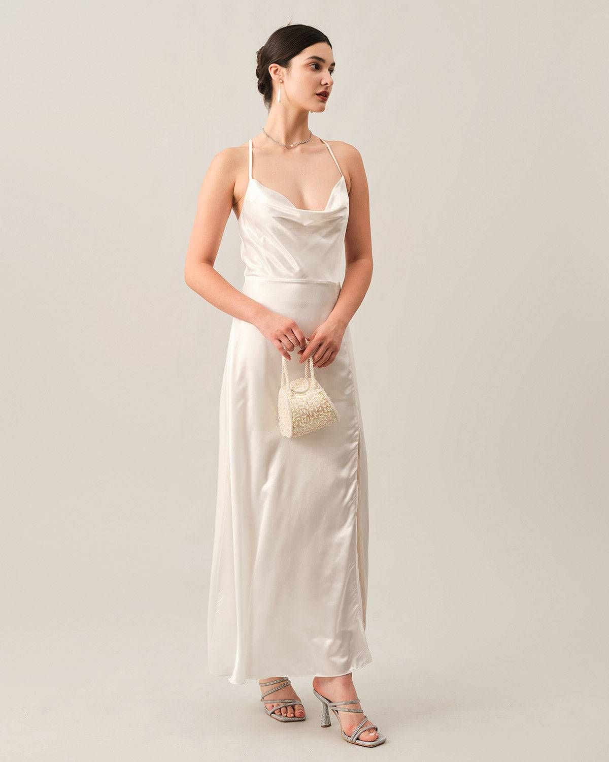 The Satin Split Hem Maxi Dress sold by rihoas product image thumbnail 3