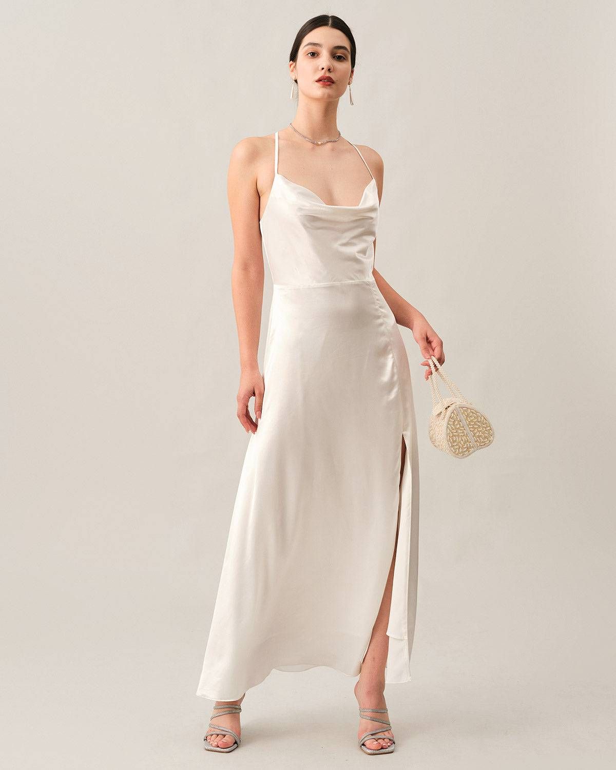 The Satin Split Hem Maxi Dress sold by rihoas product image thumbnail 4