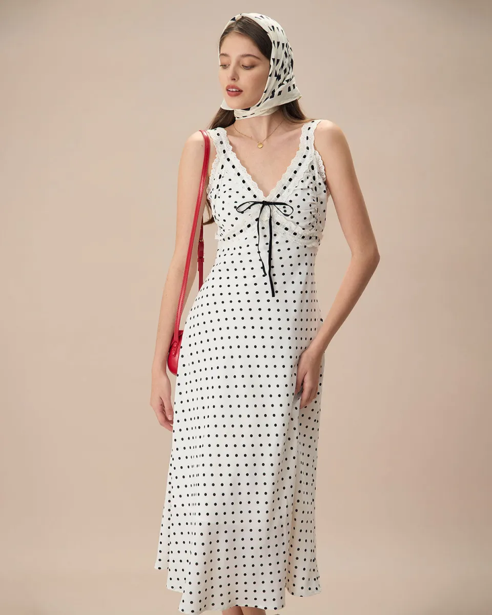 herlipto Polka-Dot Lace-Trim Dress Topshop Polka Dot Lace