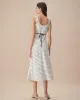 The White V-Neck Polka Dot Lace Trim Midi Dress sold by rihoas