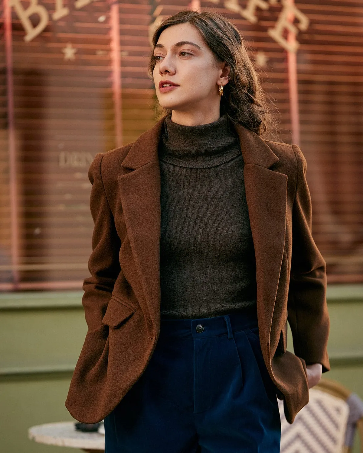 The Solid Collared Single Button Blazer sold by rihoas