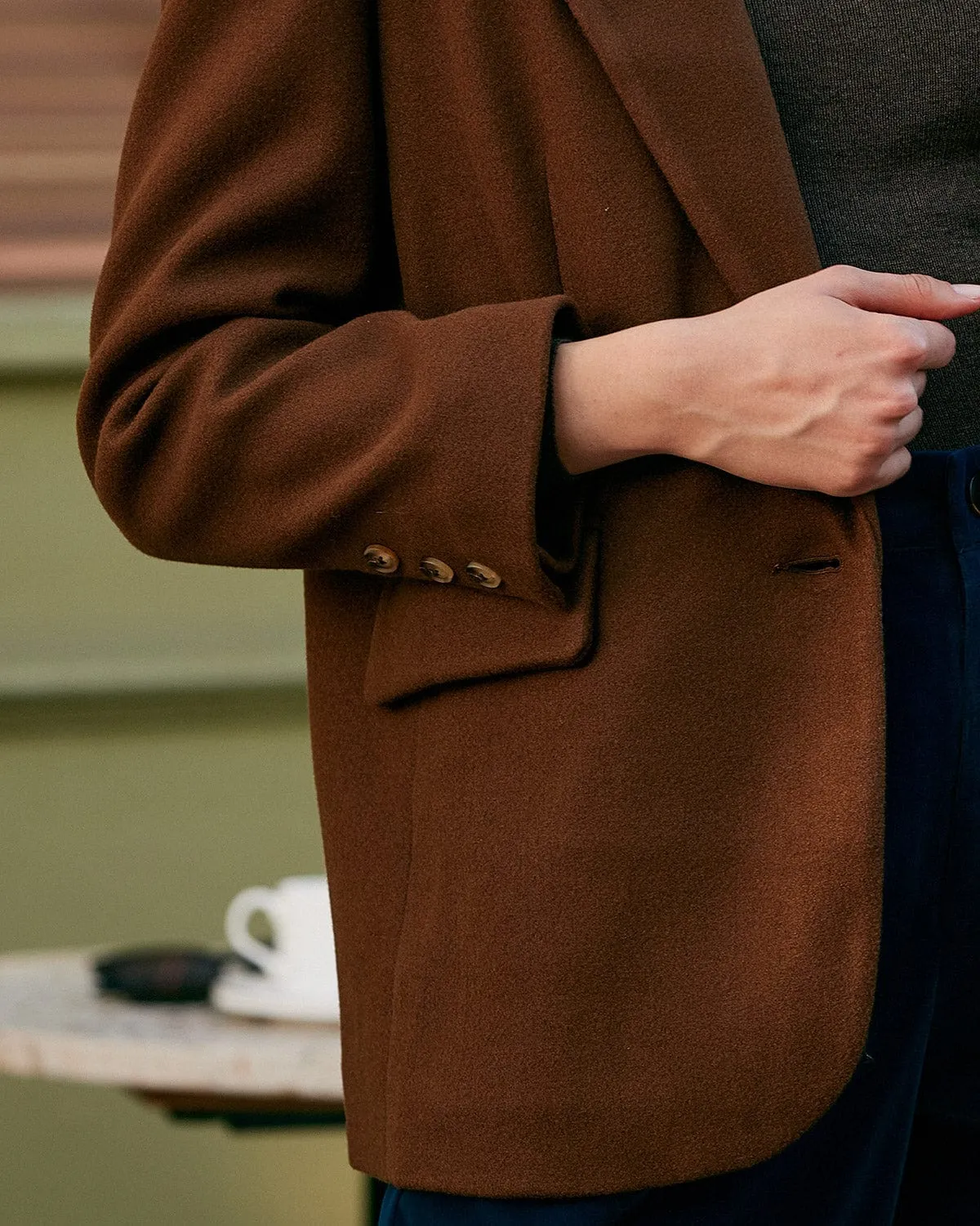 The Solid Collared Single Button Blazer sold by rihoas product image thumbnail 2