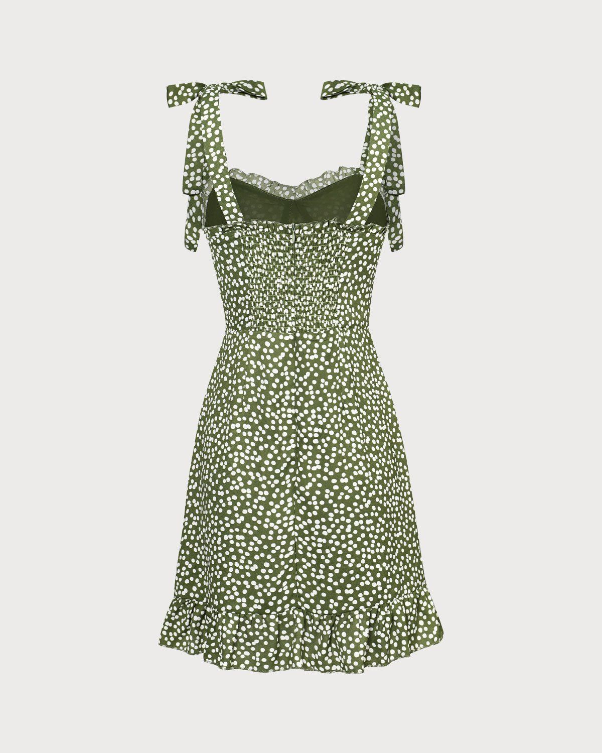 The Green Sweetheart Neck Polka Dot Mini Dress sold by rihoas product image thumbnail 8