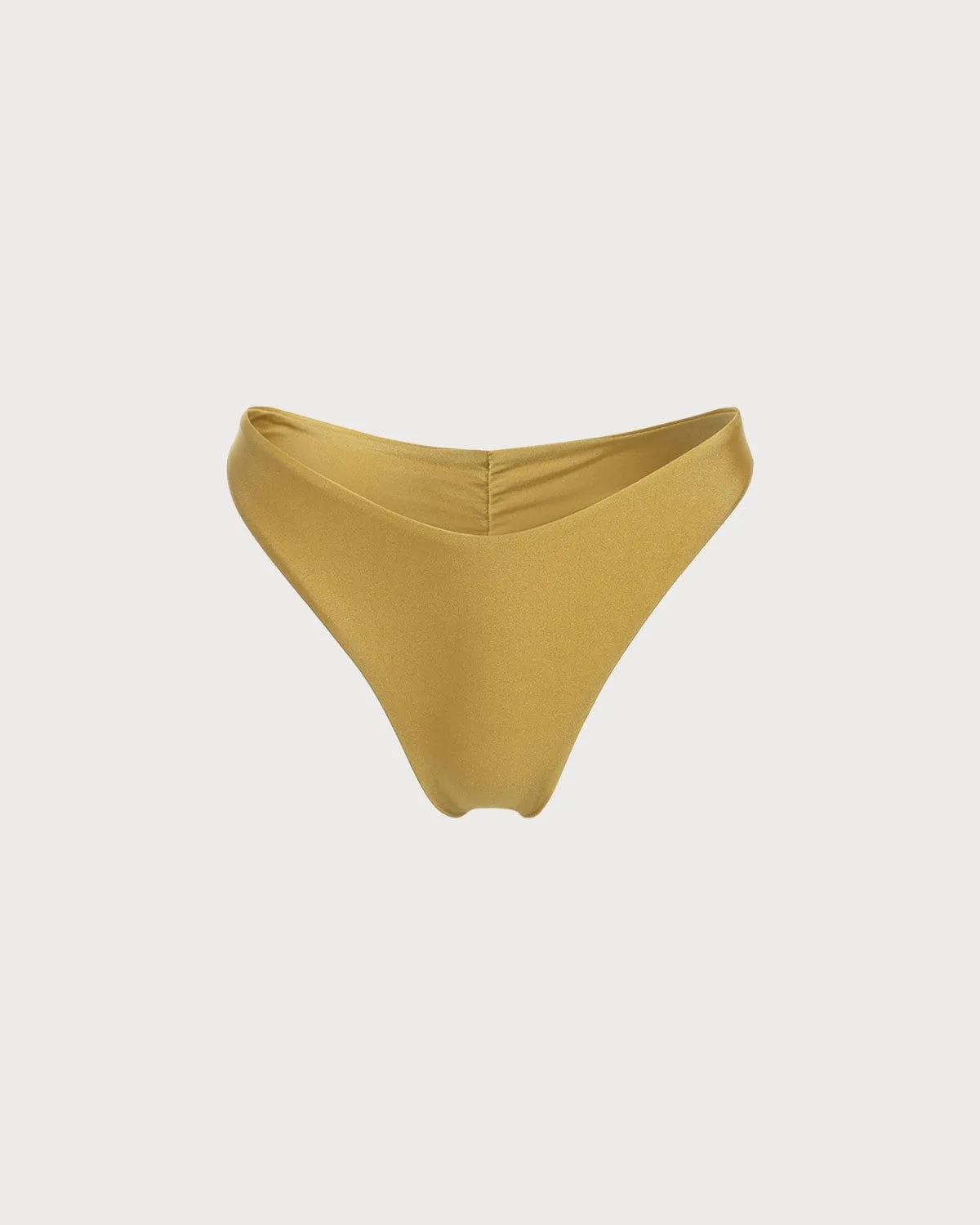 The Yellow Ruched Low Waist Bikini Bottom sold by rihoas