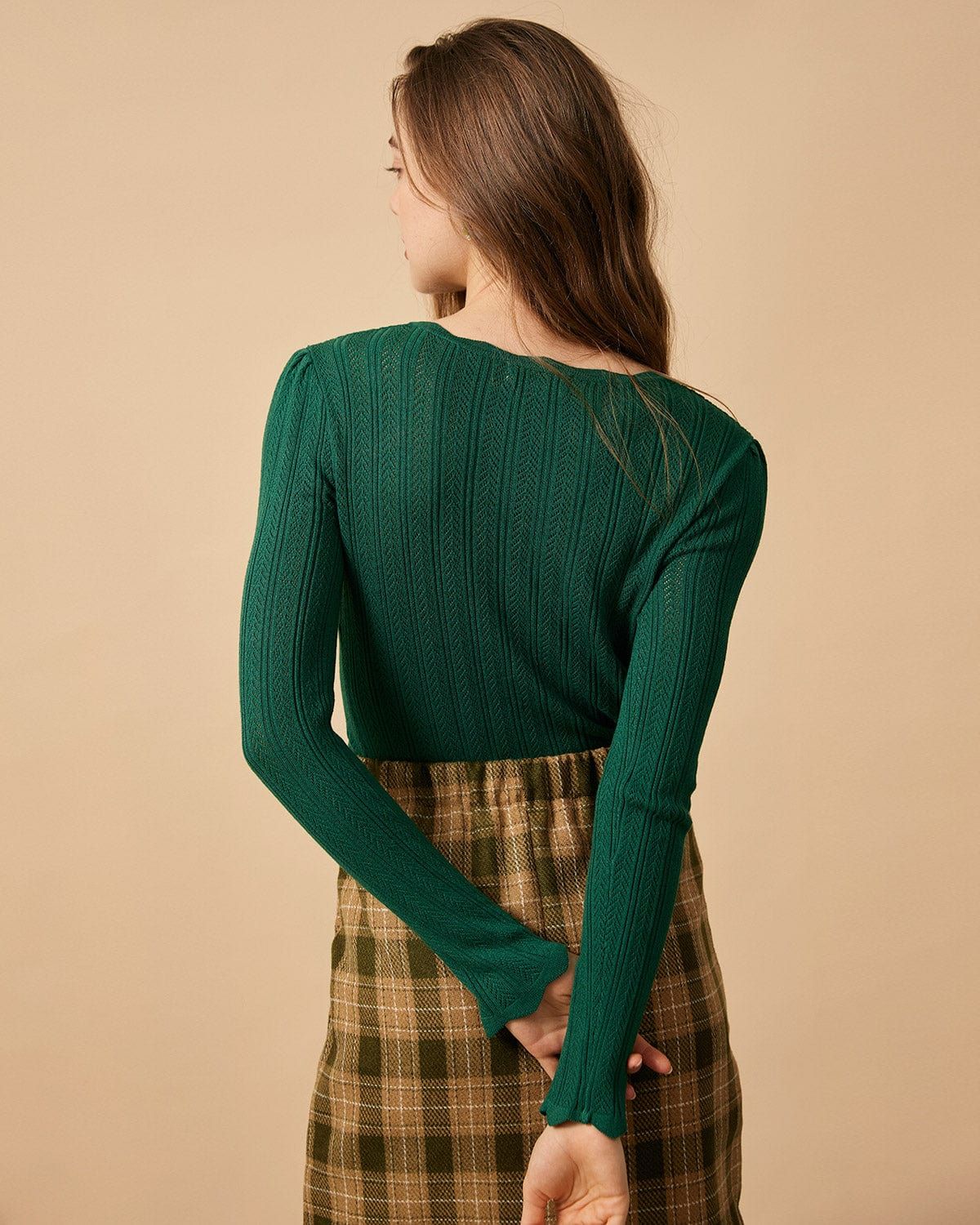 The Scallop-edge Solid Knit Top sold by rihoas product image thumbnail 10