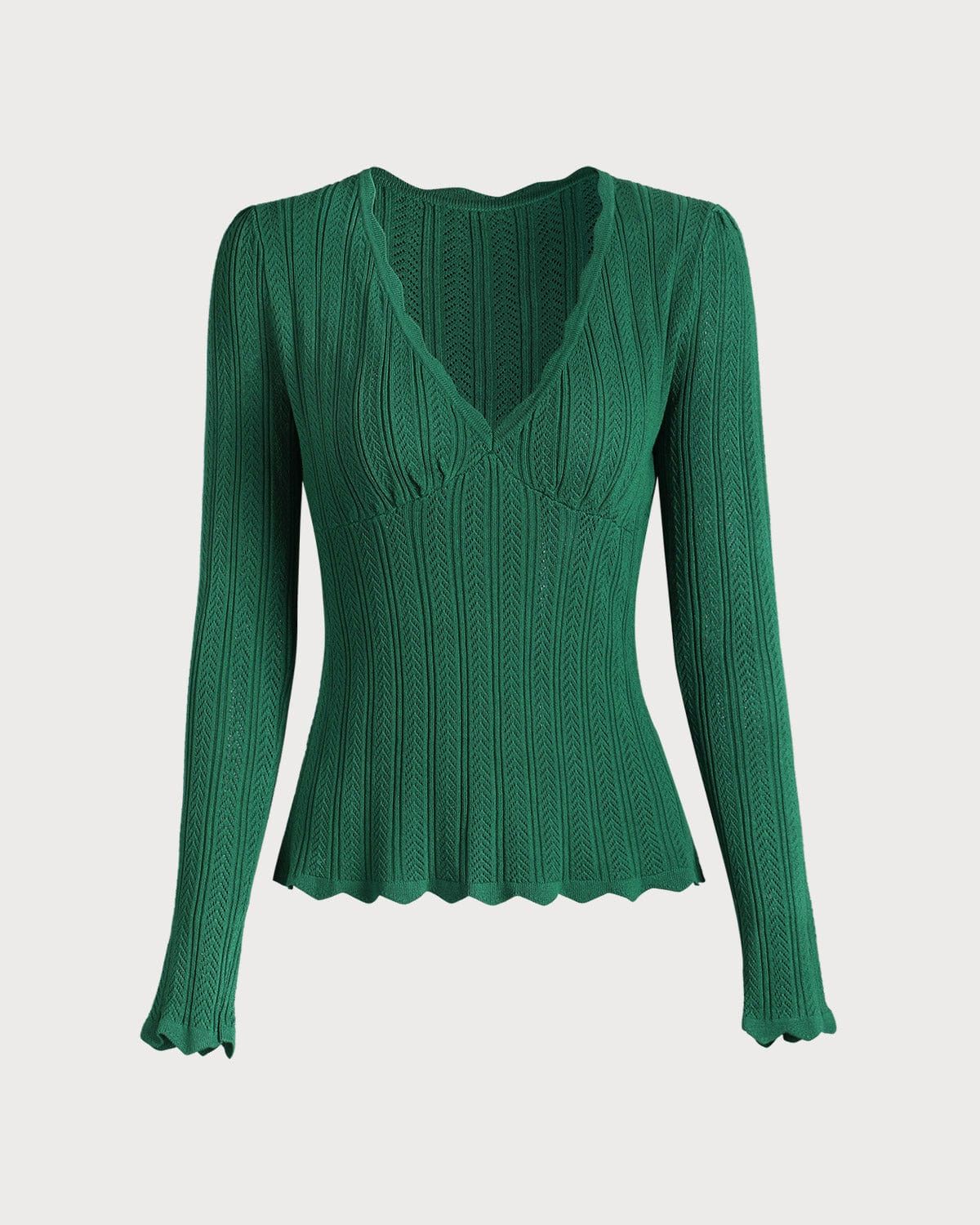 The Scallop-edge Solid Knit Top sold by rihoas product image thumbnail 11