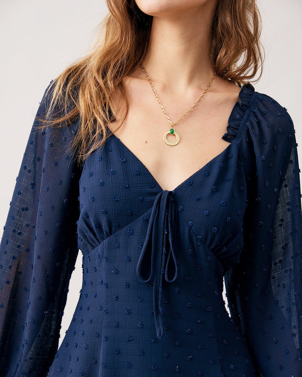 The Blue Sweetheart Neck Long Sleeve Mini Dress sold by rihoas product image thumbnail 2