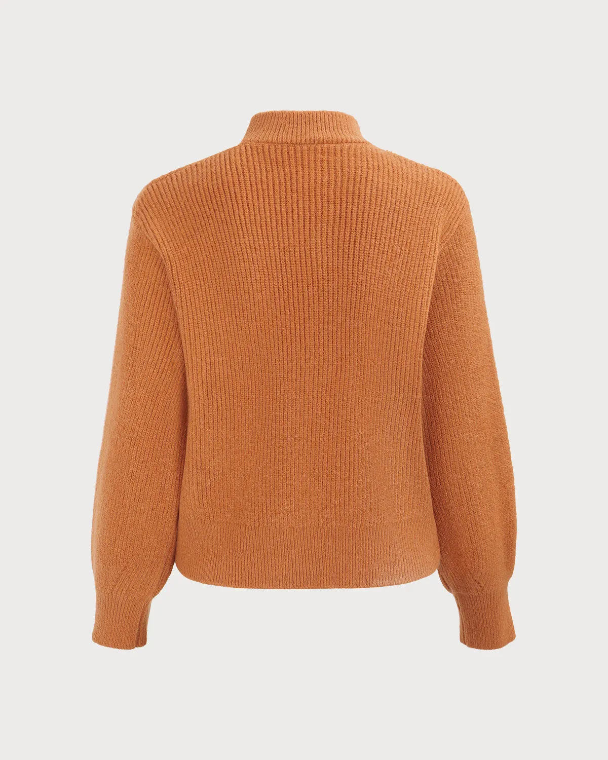 Women's Caramel Mock Neck Ribbed Sweater sold by rihoas product image thumbnail 2