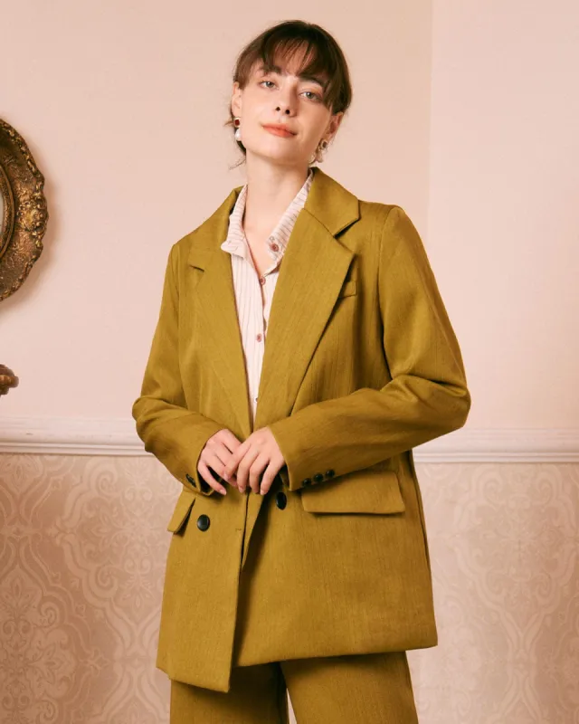 The Green Lapel Striped Button Up Blazer sold by rihoas
