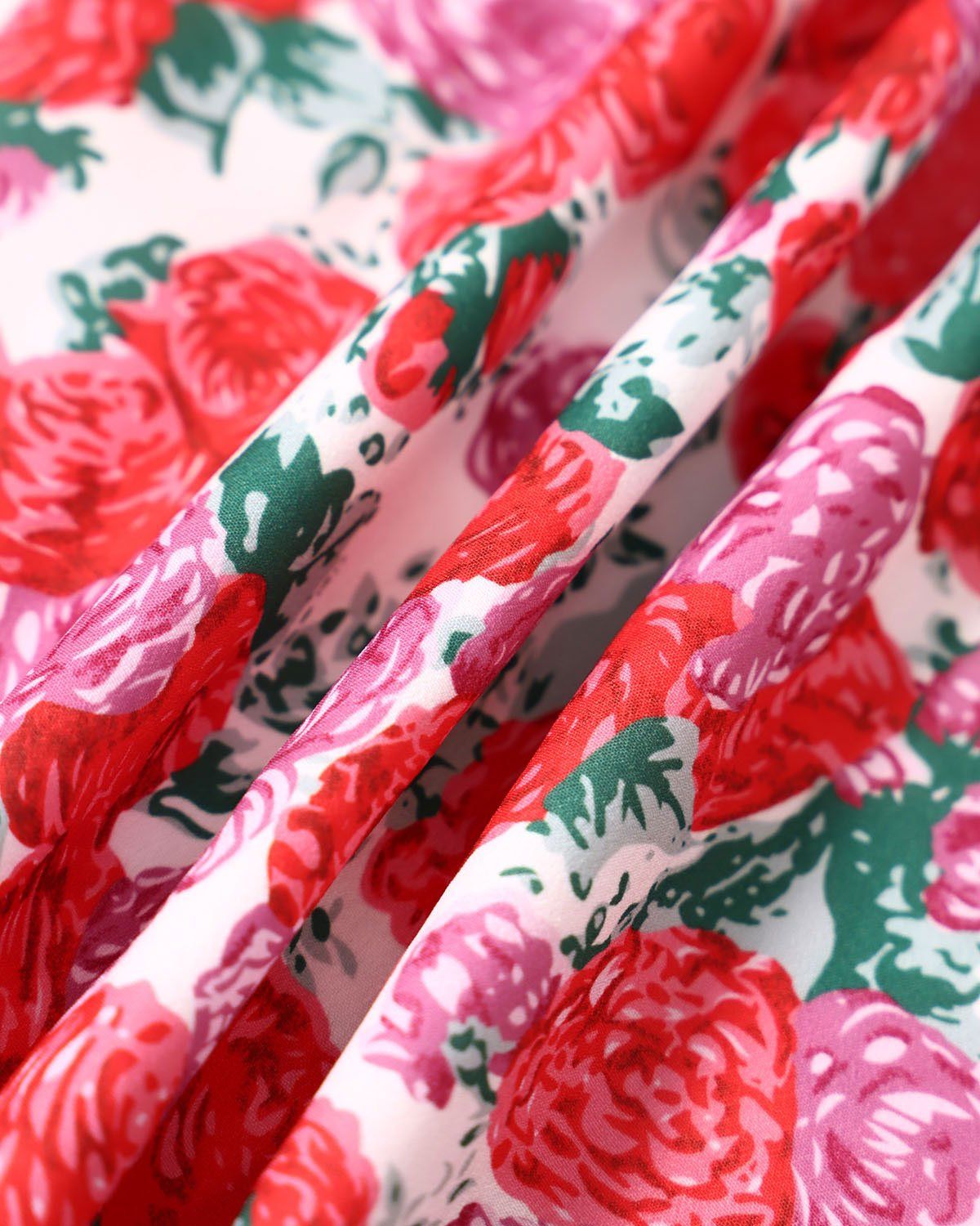 The Red V Neck Floral Rose Print Midi Dress sold by rihoas product image thumbnail 7