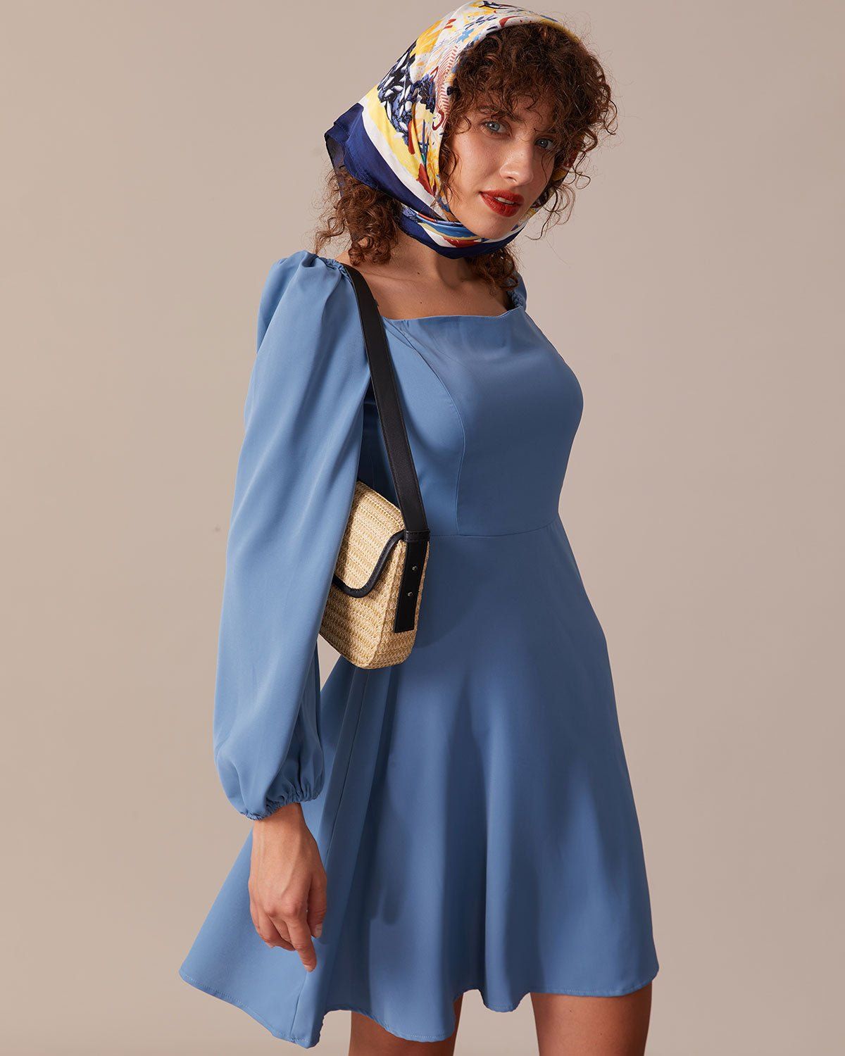 The Blue Sweetheart Neck A-Line Mini Dress sold by rihoas