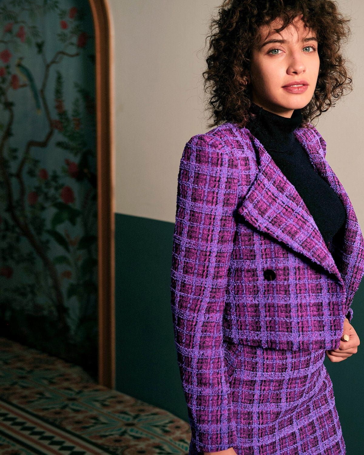 The Plaid Tweed Cropped Jacket sold by rihoas product image thumbnail 3