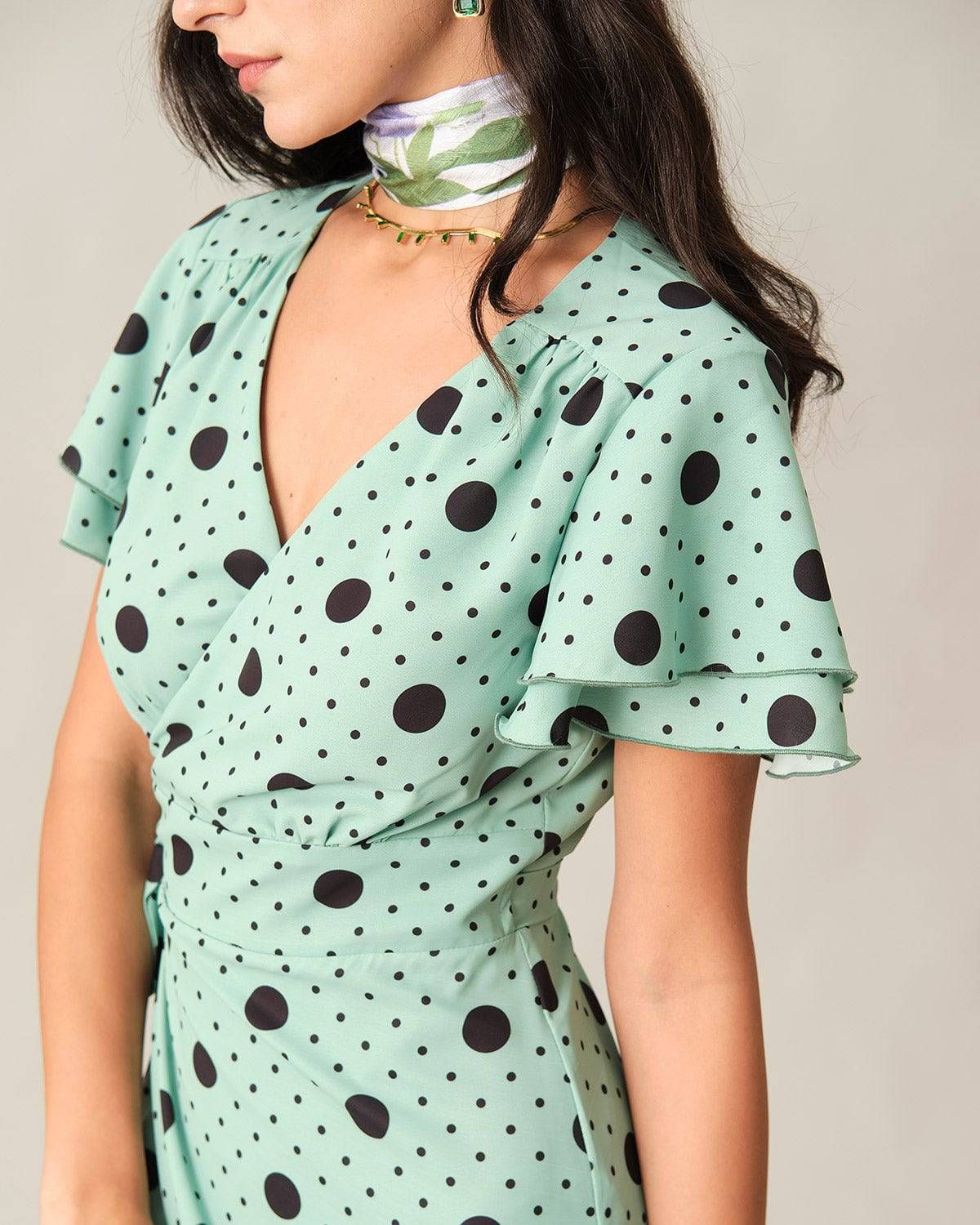 The Dot Flare Sleeve Midi Dress sold by rihoas product image thumbnail 2