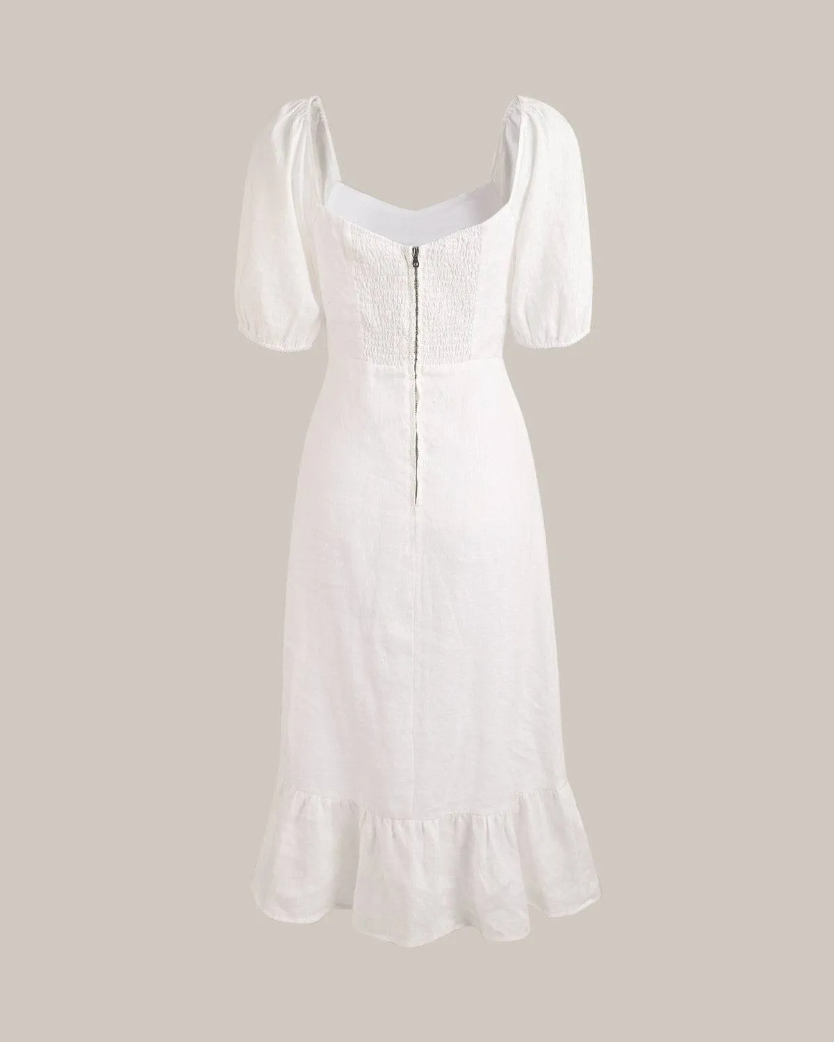 Puff Sleeve Split Hem Midi Dress sold by rihoas product image thumbnail 4