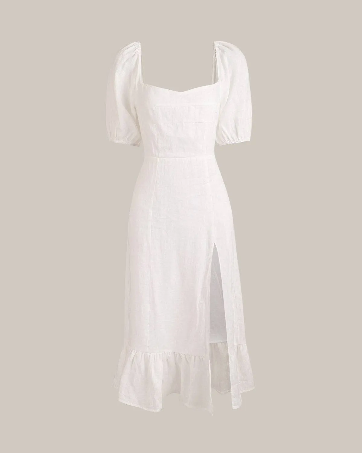 Puff Sleeve Split Hem Midi Dress sold by rihoas product image thumbnail 2