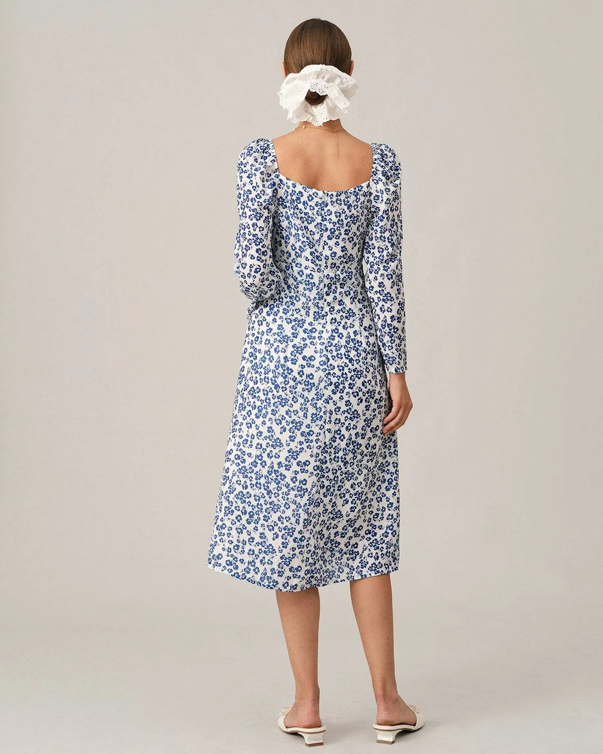 The Square Neck Long Sleeve Midi Dress sold by rihoas product image thumbnail 5