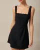 The Black Square Neck Scalloped Mini Dress sold by rihoas