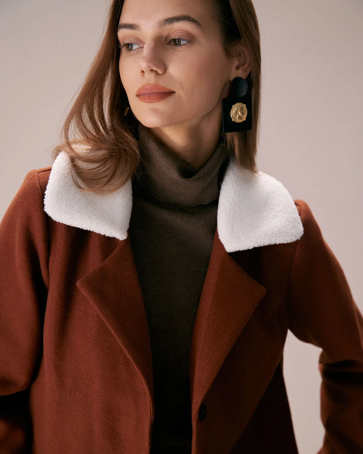 The Brown Lapel Colorblock Suede Jacket sold by rihoas product image thumbnail 3