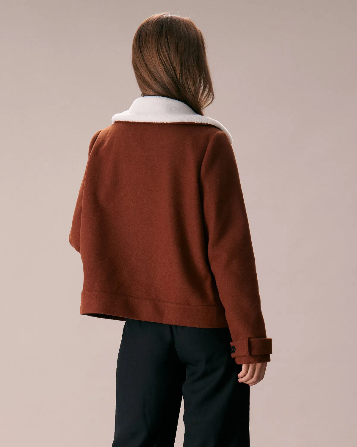 The Brown Lapel Colorblock Suede Jacket sold by rihoas product image thumbnail 5