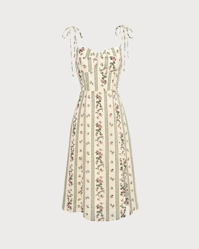 The Green Floral Sleeveless Slip Midi Dress sold by rihoas