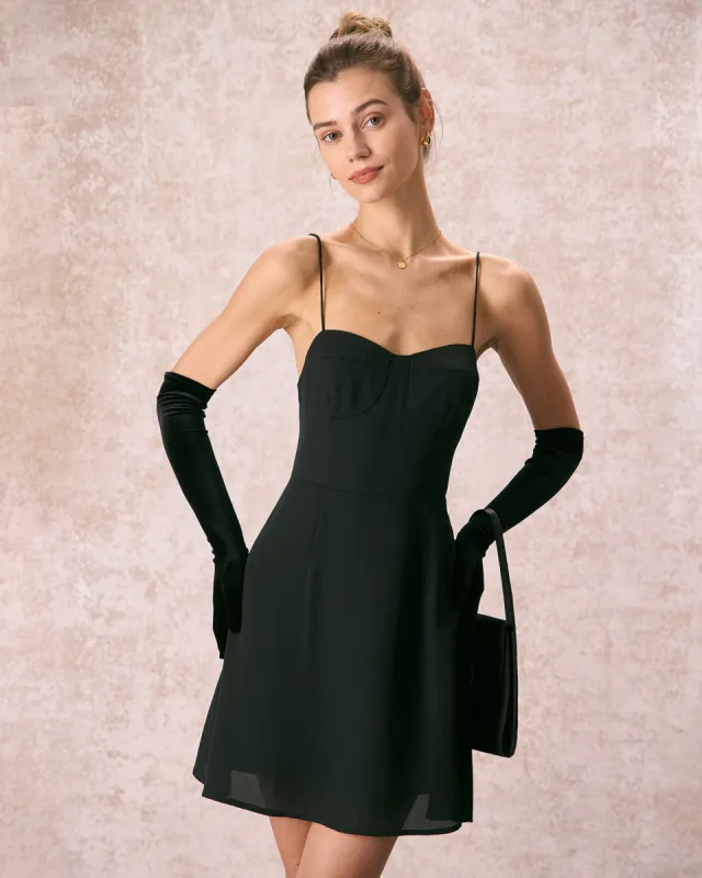 The Black Sweetheart Neck Slip Mini Dress sold by rihoas