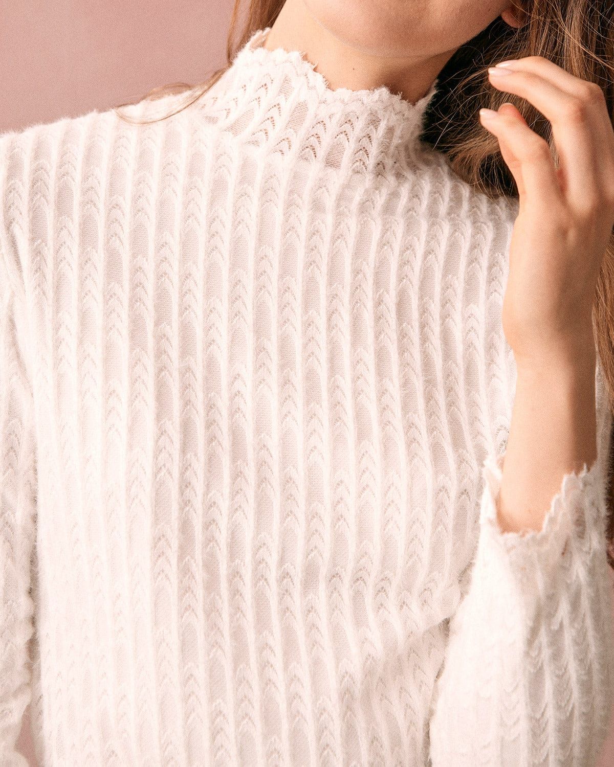 The Mock Neck Textured Knit Top sold by rihoas product image thumbnail 7