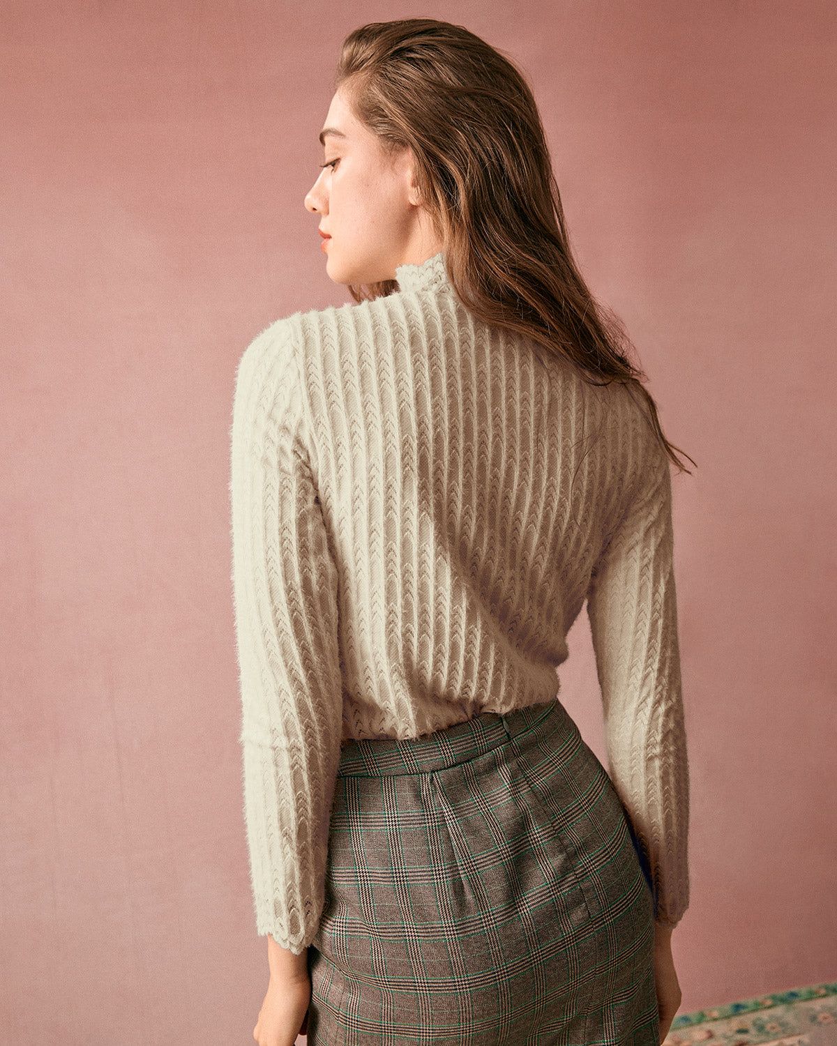 The Mock Neck Textured Knit Top sold by rihoas product image thumbnail 4