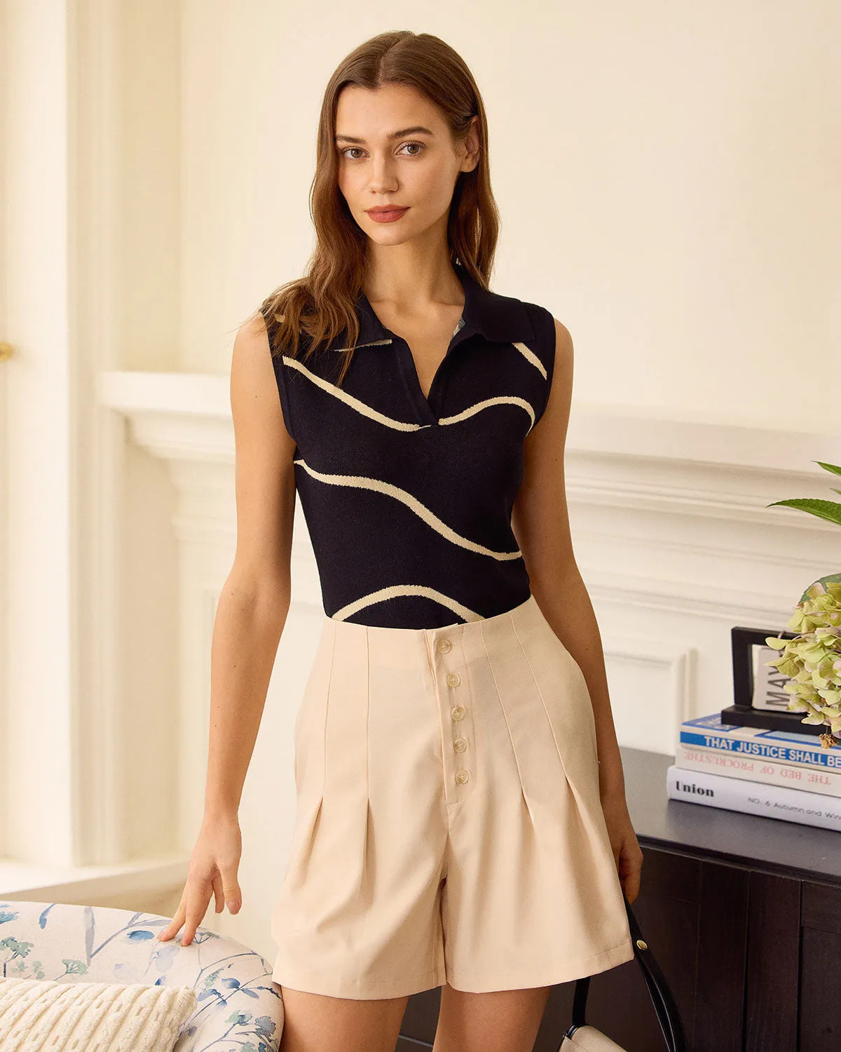 The Black Collared Knit Tank Top sold by rihoas product image thumbnail 3