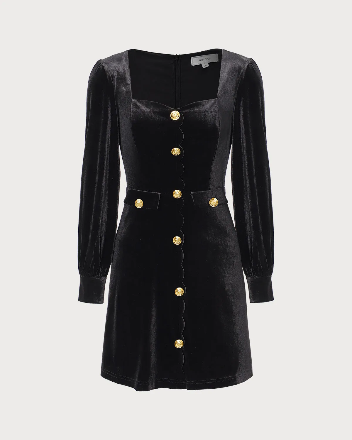 The Black Sweetheart Neck Velvet Mini Dress sold by rihoas product image thumbnail 5