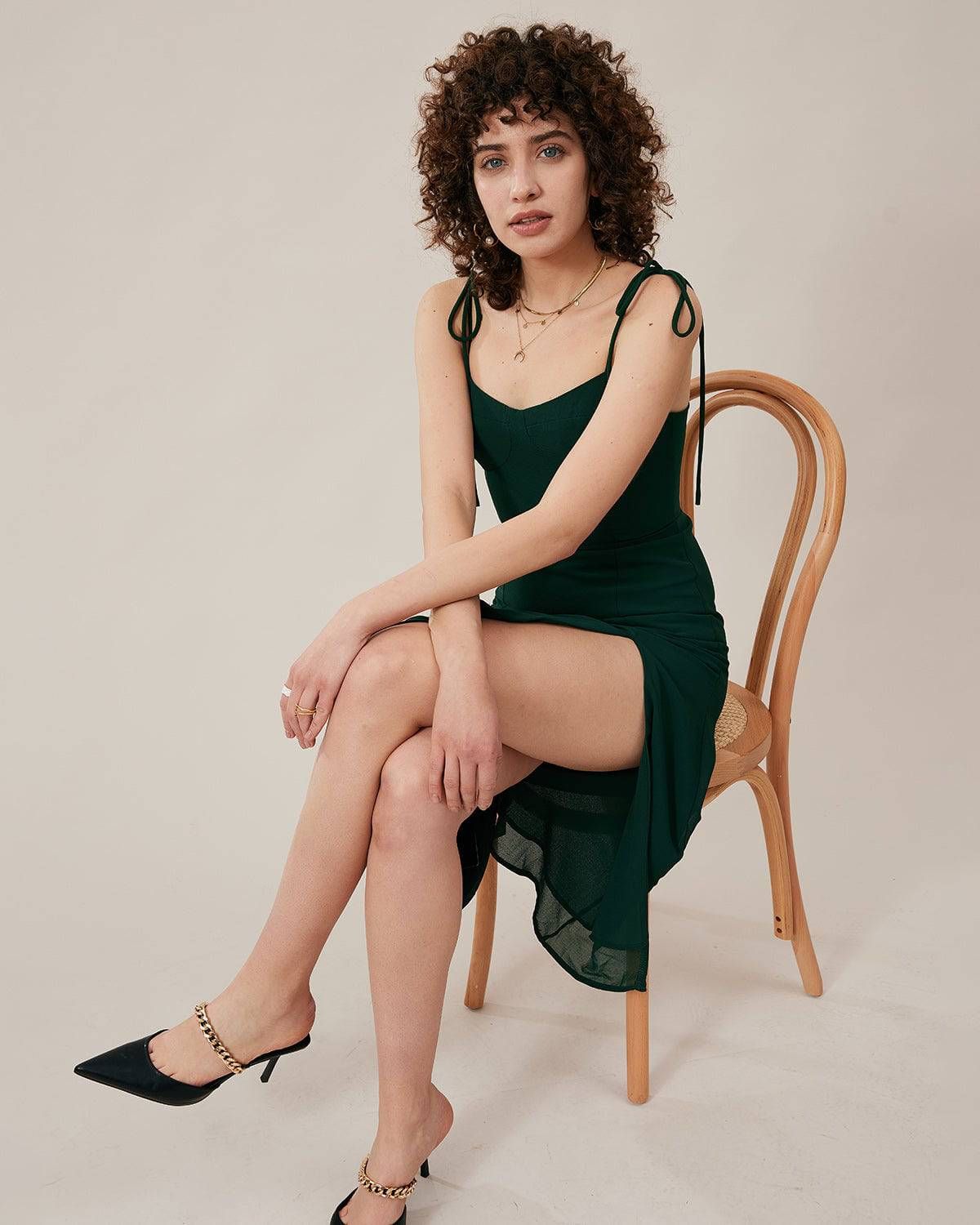 The Tie Spaghetti Strap Split Dress sold by rihoas product image thumbnail 2