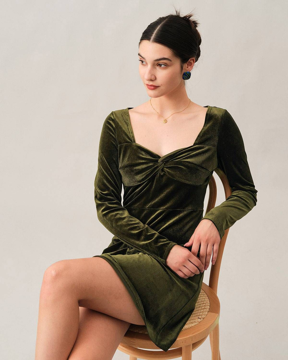 The Solid Velvet Mini Dress sold by rihoas product image thumbnail 3