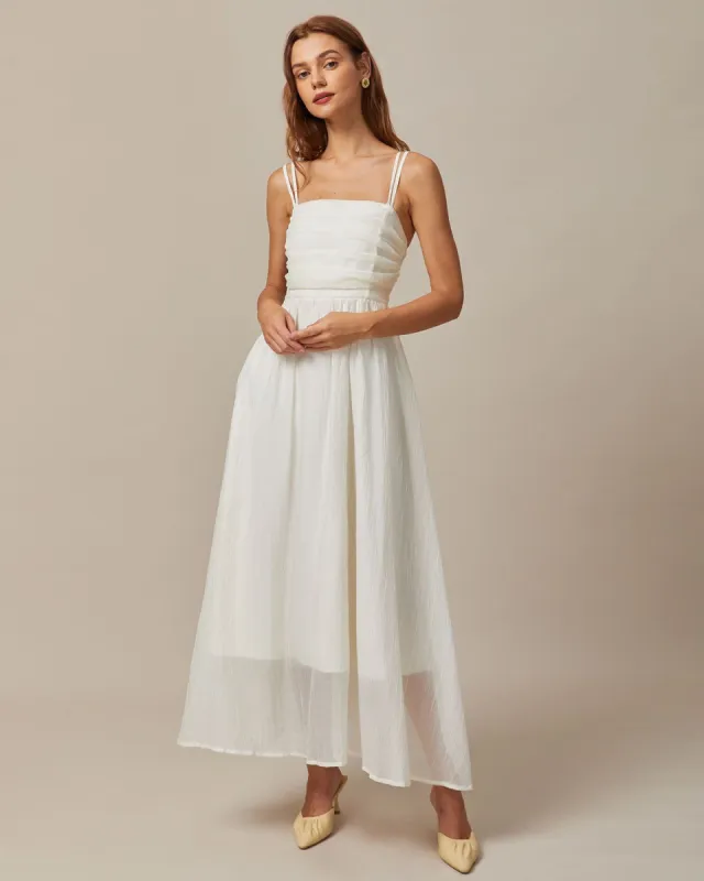 The Beige Double Strap Mesh Maxi Dress sold by rihoas