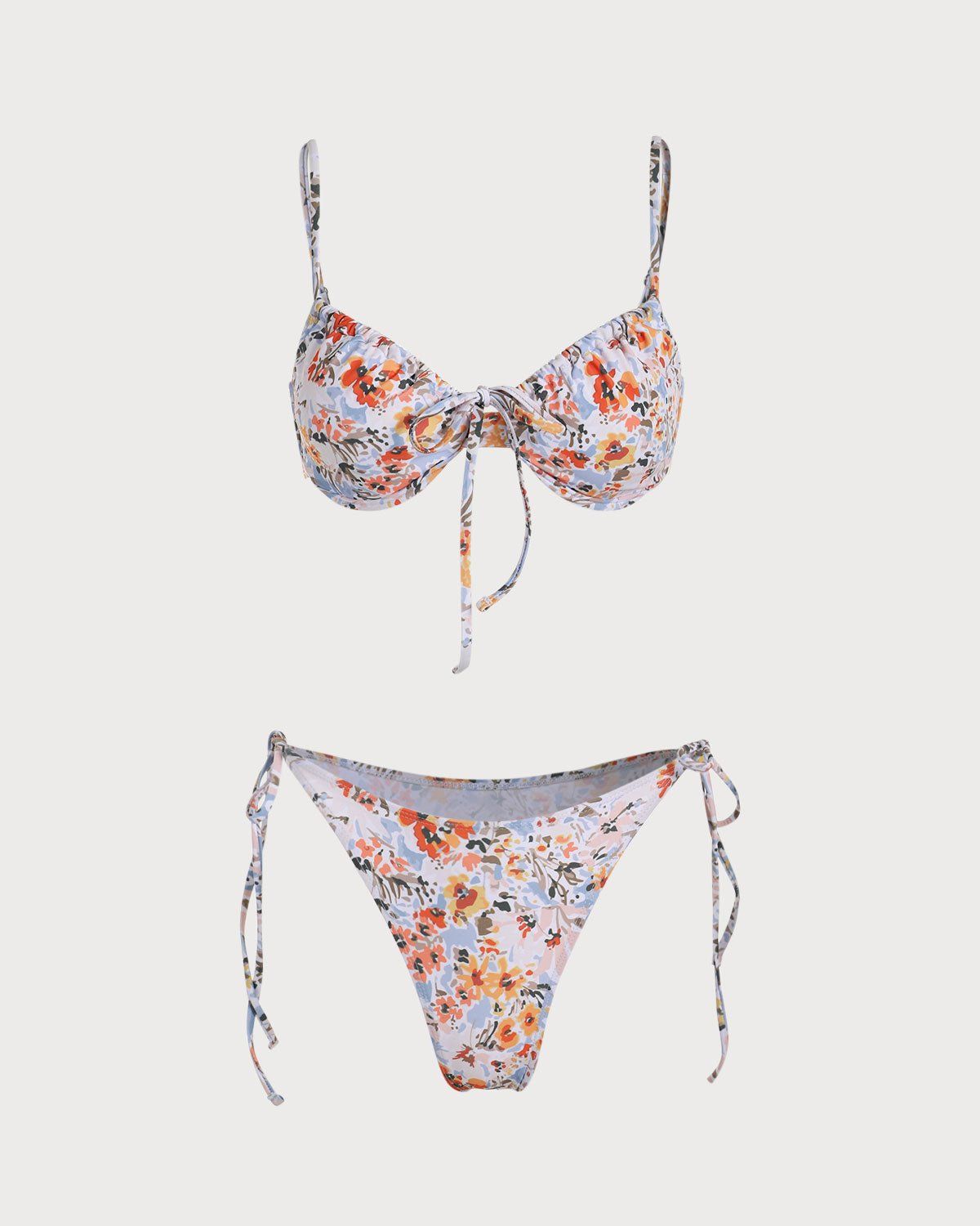 The V Neck Floral Underwire Bikini Set sold by rihoas product image thumbnail 5