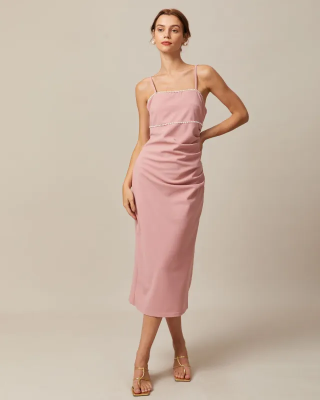 The Pink Pearl Sleeveless Slit Hem Midi Dress sold by rihoas