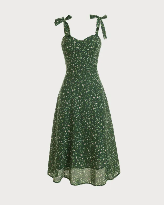 The Floral Tie Straps Midi Dress sold by rihoas