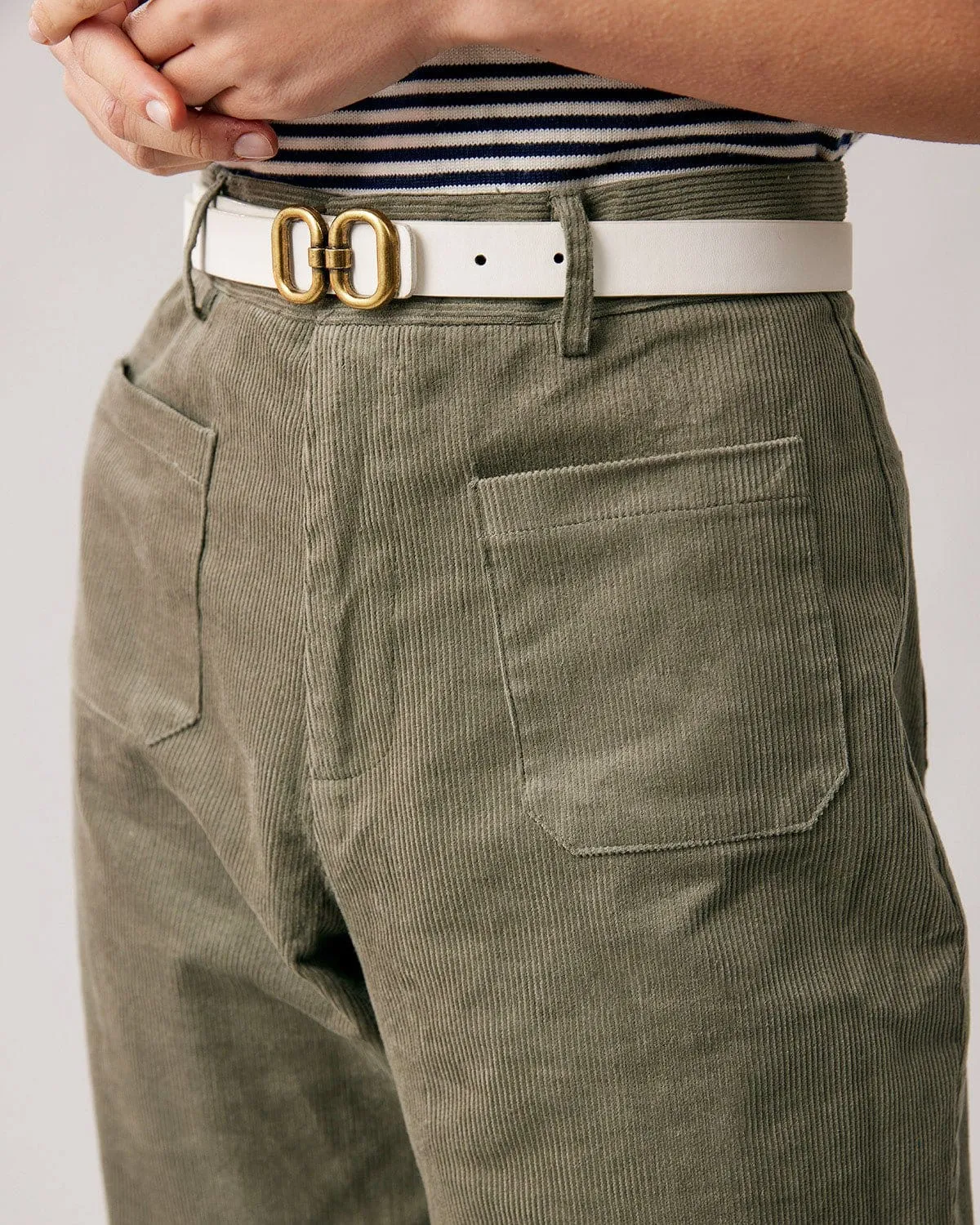 The Green High Waisted Corduroy Pants sold by rihoas product image thumbnail 2