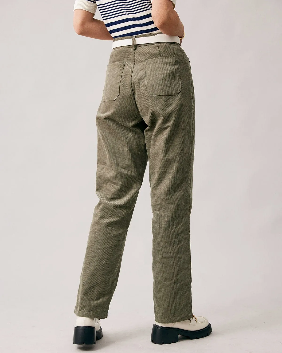 The Green High Waisted Corduroy Pants sold by rihoas product image thumbnail 5