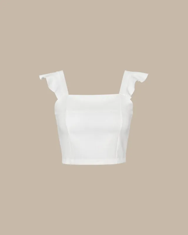 The White Flounce Butterfly Sleeve Tank Top sold by rihoas