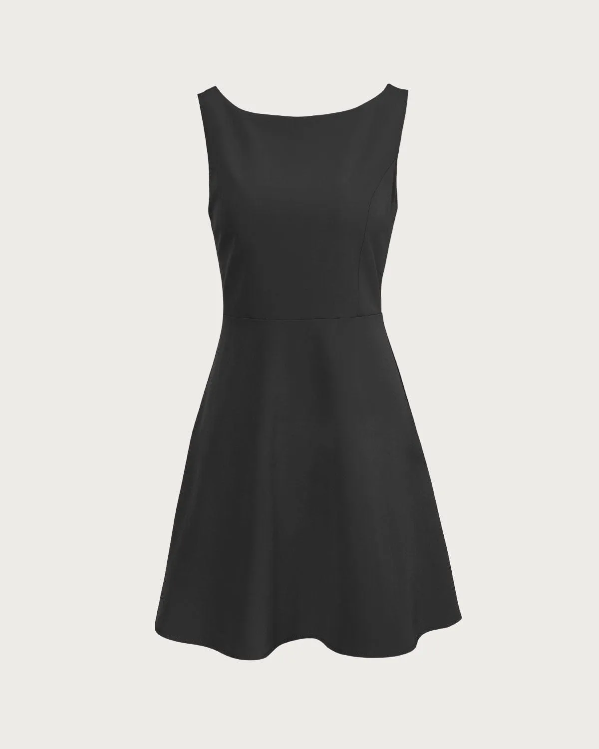 The Black Boat Neck High Waisted Mini Dress sold by rihoas product image thumbnail 5