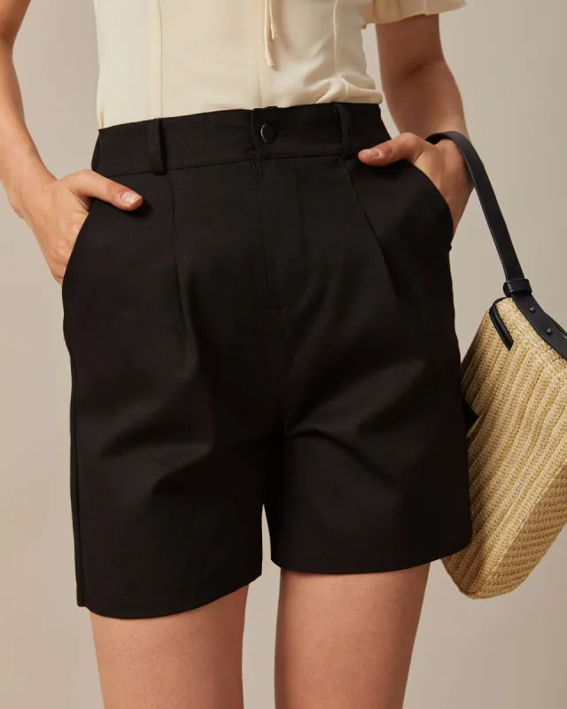The Black High Waisted Button Shorts sold by rihoas