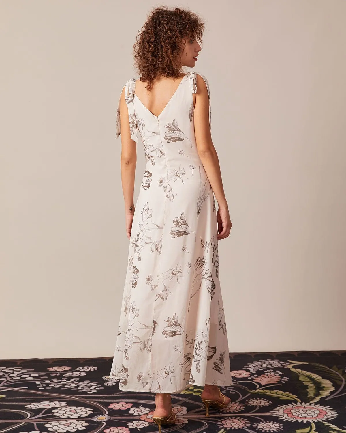 The Apricot V Neck Floral Maxi Dress sold by rihoas product image thumbnail 5