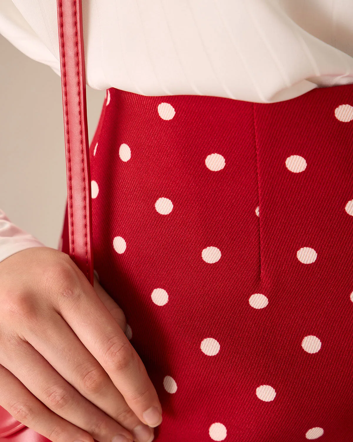 Women's Red Polka Dot High-waisted Mini Skirt sold by rihoas product image thumbnail 2