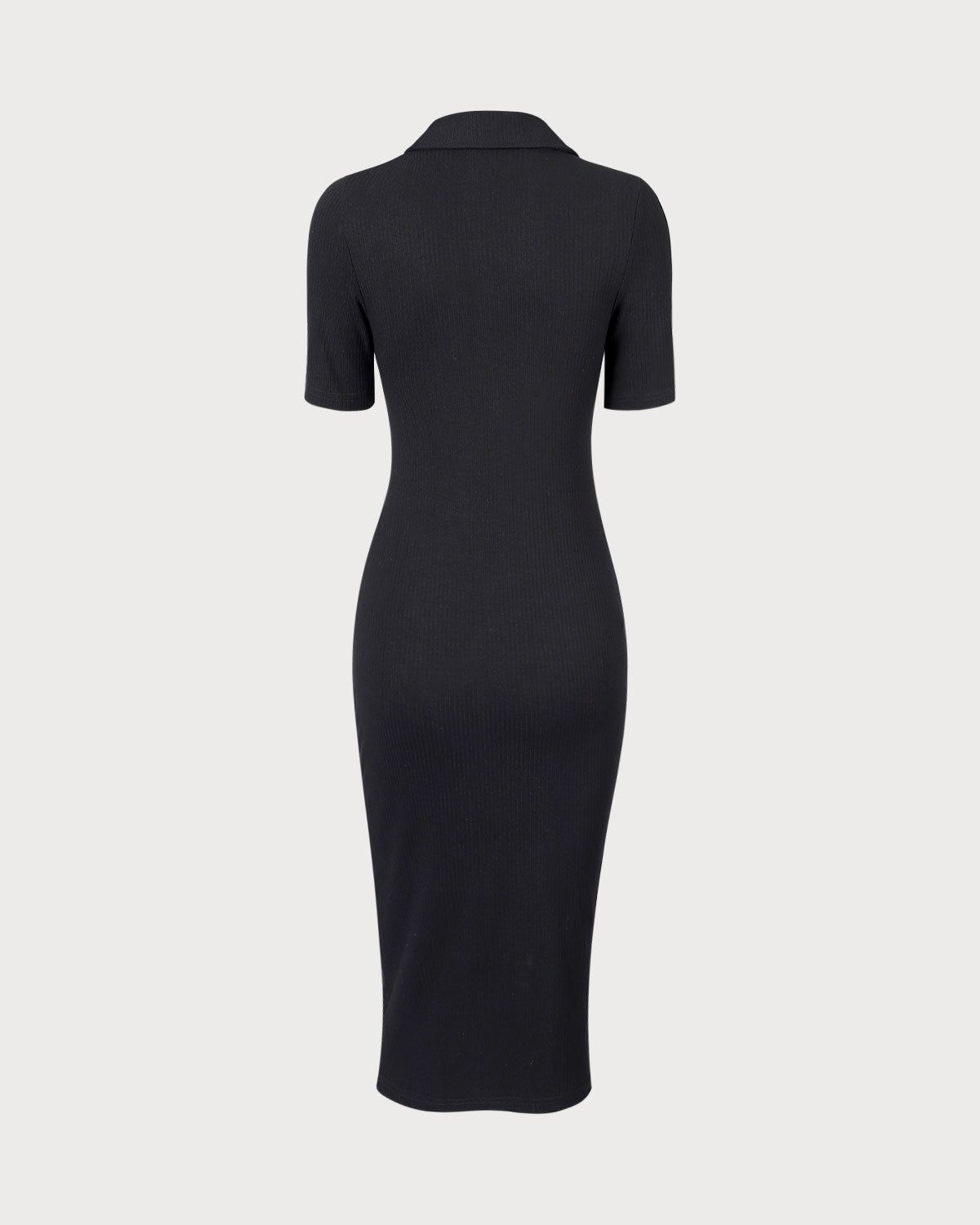 The Black Lapel Button Up Knit Midi Dress sold by rihoas product image thumbnail 7