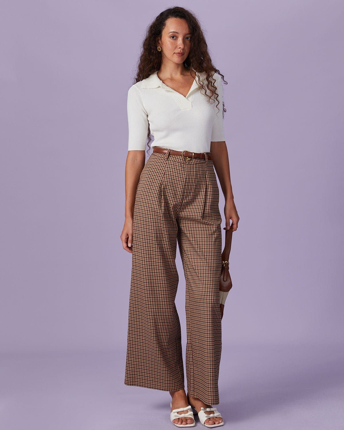 The Beige Lapel Ribbed Short Sleeve Knit Top sold by rihoas product image thumbnail 3