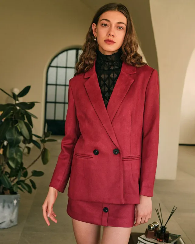 The Collared Solid Single Button Suede Blazer sold by rihoas
