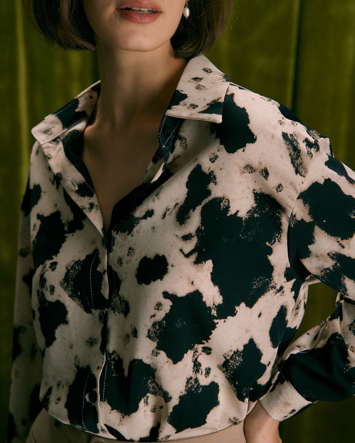 The Black Collared Leopard Button Up Shirt sold by rihoas product image thumbnail 5