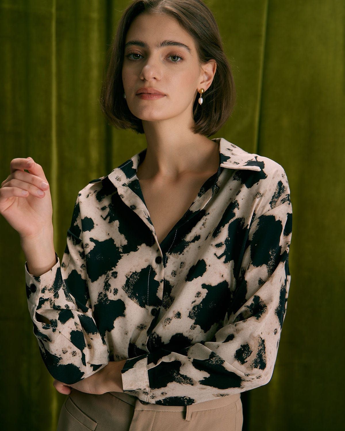 The Black Collared Leopard Button Up Shirt sold by rihoas product image thumbnail 4